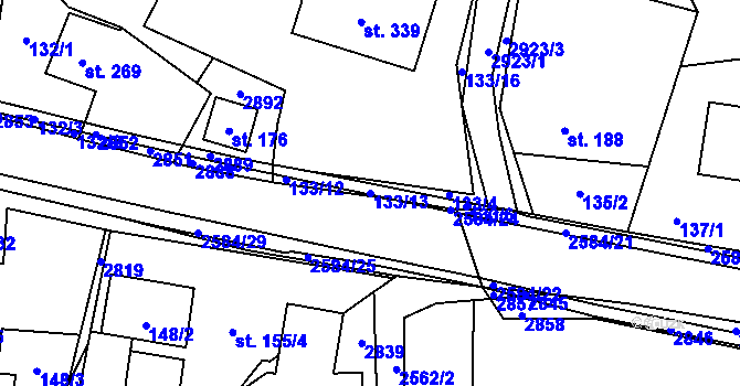 Parcela st. 133/13 v KÚ Střelná na Moravě, Katastrální mapa