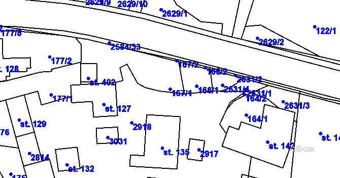 Parcela st. 167/1 v KÚ Střelná na Moravě, Katastrální mapa