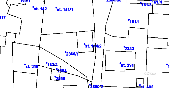 Parcela st. 144/2 v KÚ Střelná na Moravě, Katastrální mapa