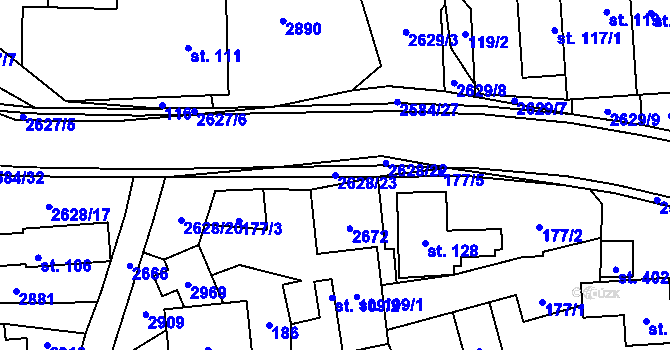 Parcela st. 2628/23 v KÚ Střelná na Moravě, Katastrální mapa