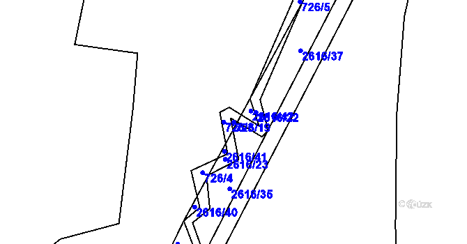 Parcela st. 726/19 v KÚ Střelná na Moravě, Katastrální mapa