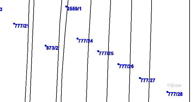 Parcela st. 777/25 v KÚ Střelná na Moravě, Katastrální mapa