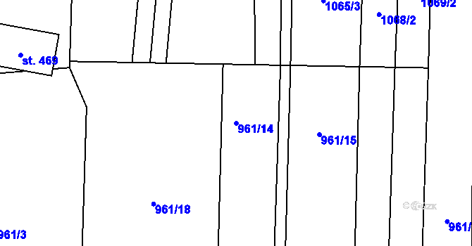 Parcela st. 961/14 v KÚ Střelná na Moravě, Katastrální mapa