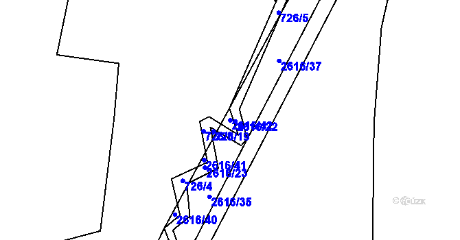 Parcela st. 2616/42 v KÚ Střelná na Moravě, Katastrální mapa