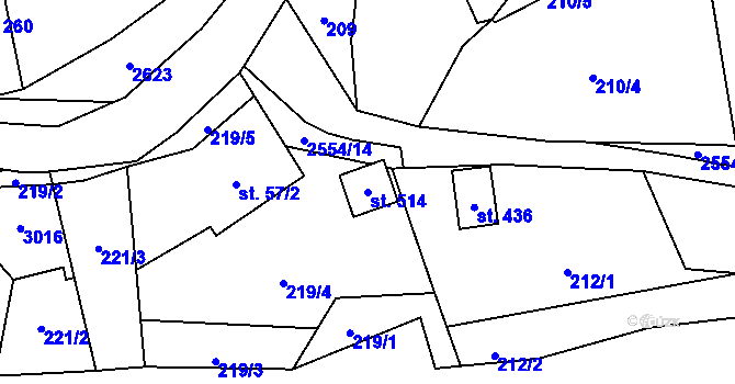 Parcela st. 514 v KÚ Střelná na Moravě, Katastrální mapa