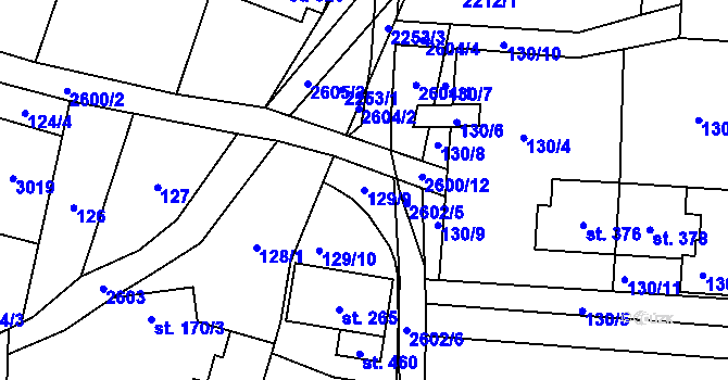 Parcela st. 129/9 v KÚ Střelná na Moravě, Katastrální mapa