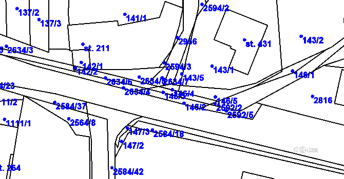 Parcela st. 146/4 v KÚ Střelná na Moravě, Katastrální mapa