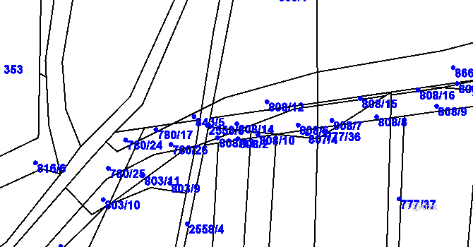 Parcela st. 808/14 v KÚ Střelná na Moravě, Katastrální mapa