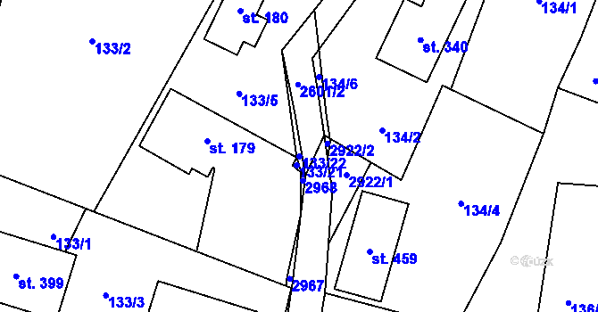 Parcela st. 133/22 v KÚ Střelná na Moravě, Katastrální mapa