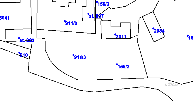 Parcela st. 155/3 v KÚ Střelná na Moravě, Katastrální mapa