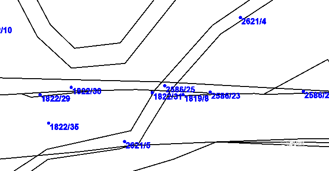 Parcela st. 2586/25 v KÚ Střelná na Moravě, Katastrální mapa