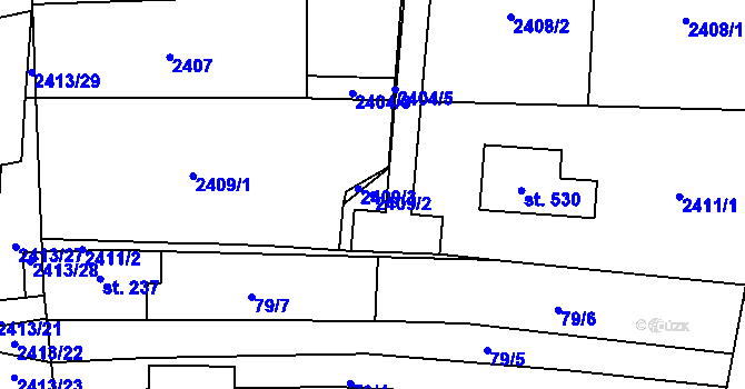 Parcela st. 2409/2 v KÚ Střelná na Moravě, Katastrální mapa