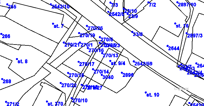 Parcela st. 270/13 v KÚ Střelná na Moravě, Katastrální mapa