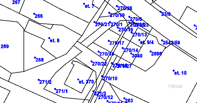 Parcela st. 270/18 v KÚ Střelná na Moravě, Katastrální mapa