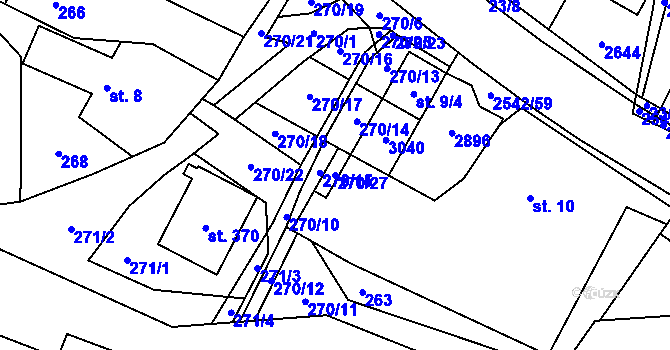 Parcela st. 270/27 v KÚ Střelná na Moravě, Katastrální mapa