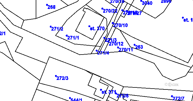 Parcela st. 271/4 v KÚ Střelná na Moravě, Katastrální mapa