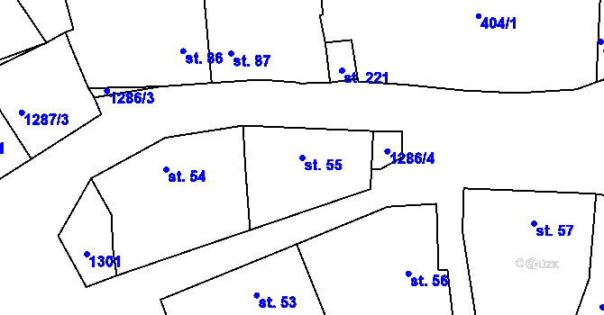 Parcela st. 55 v KÚ Střelské Hoštice, Katastrální mapa