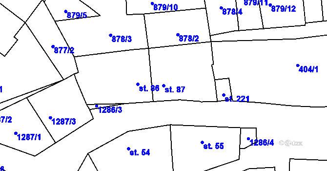 Parcela st. 87 v KÚ Střelské Hoštice, Katastrální mapa