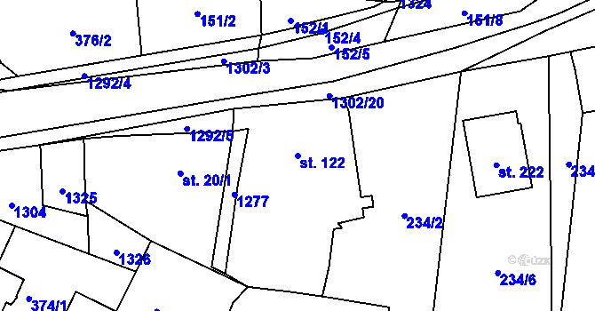 Parcela st. 122 v KÚ Střelské Hoštice, Katastrální mapa