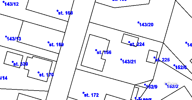 Parcela st. 156 v KÚ Střelské Hoštice, Katastrální mapa