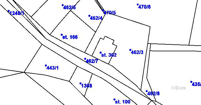 Parcela st. 302 v KÚ Střelské Hoštice, Katastrální mapa