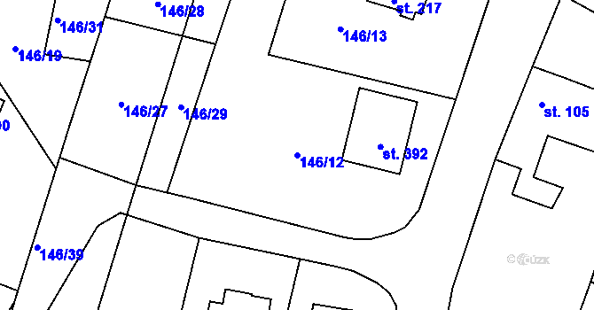 Parcela st. 146/12 v KÚ Střelské Hoštice, Katastrální mapa