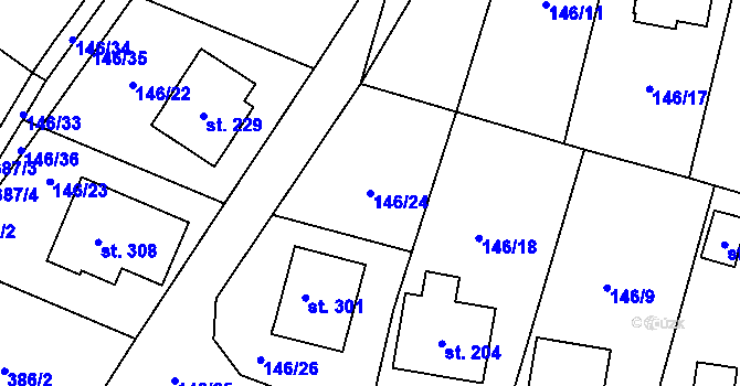 Parcela st. 146/24 v KÚ Střelské Hoštice, Katastrální mapa