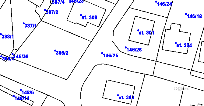 Parcela st. 146/25 v KÚ Střelské Hoštice, Katastrální mapa