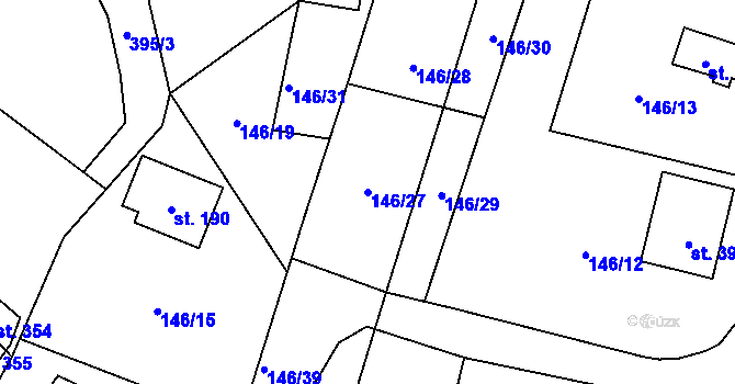 Parcela st. 146/27 v KÚ Střelské Hoštice, Katastrální mapa
