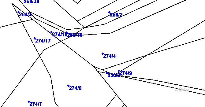 Parcela st. 274/4 v KÚ Střelské Hoštice, Katastrální mapa