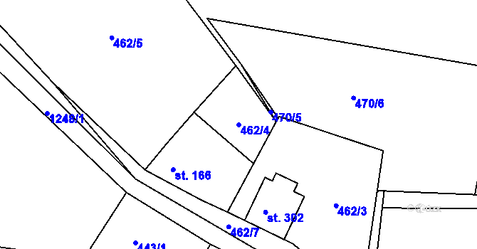 Parcela st. 462/4 v KÚ Střelské Hoštice, Katastrální mapa