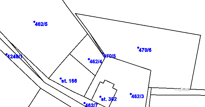 Parcela st. 470/5 v KÚ Střelské Hoštice, Katastrální mapa