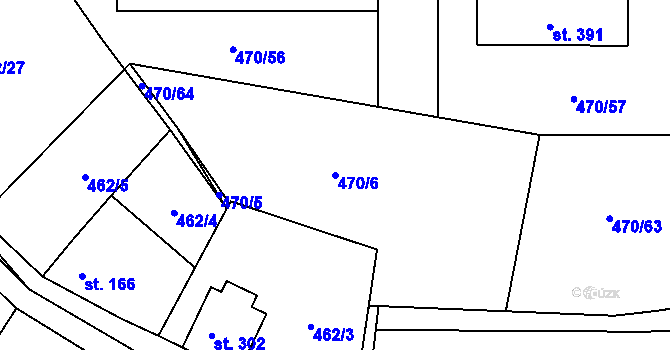 Parcela st. 470/6 v KÚ Střelské Hoštice, Katastrální mapa