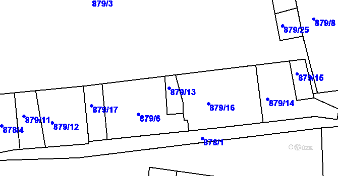 Parcela st. 879/13 v KÚ Střelské Hoštice, Katastrální mapa