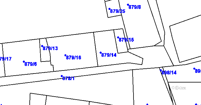 Parcela st. 879/14 v KÚ Střelské Hoštice, Katastrální mapa