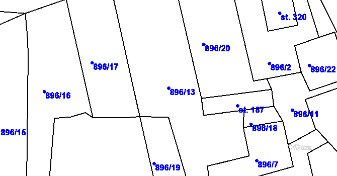 Parcela st. 896/13 v KÚ Střelské Hoštice, Katastrální mapa