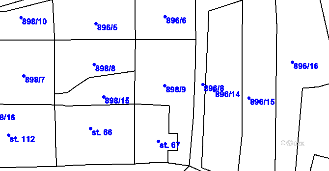 Parcela st. 898/9 v KÚ Střelské Hoštice, Katastrální mapa