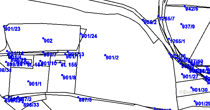 Parcela st. 901/2 v KÚ Střelské Hoštice, Katastrální mapa