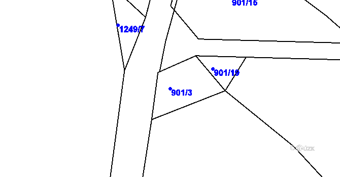 Parcela st. 901/3 v KÚ Střelské Hoštice, Katastrální mapa