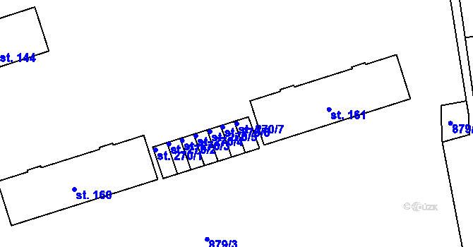 Parcela st. 270/7 v KÚ Střelské Hoštice, Katastrální mapa