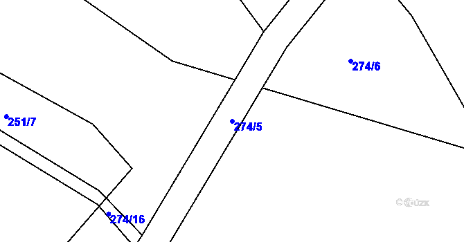 Parcela st. 274/5 v KÚ Střelské Hoštice, Katastrální mapa