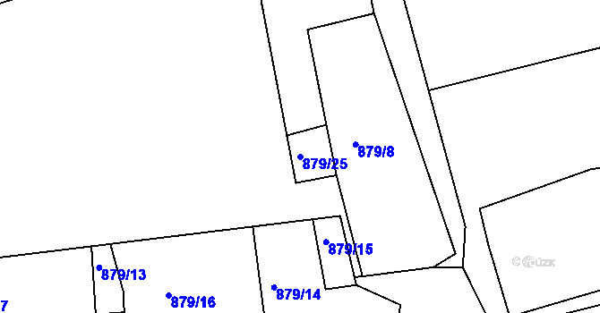 Parcela st. 879/25 v KÚ Střelské Hoštice, Katastrální mapa