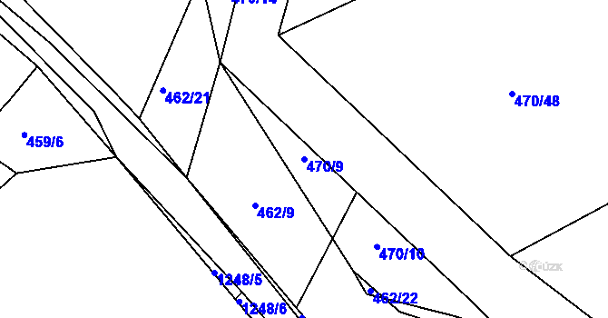 Parcela st. 470/9 v KÚ Střelské Hoštice, Katastrální mapa