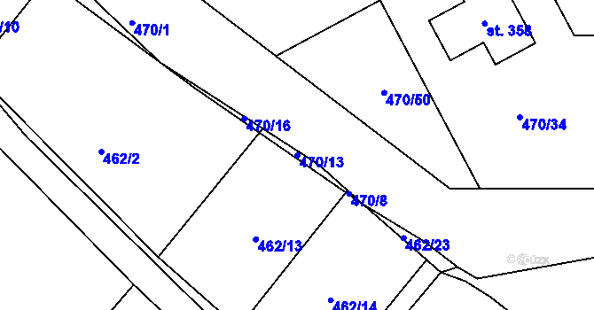 Parcela st. 470/13 v KÚ Střelské Hoštice, Katastrální mapa