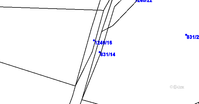 Parcela st. 831/14 v KÚ Střelské Hoštice, Katastrální mapa
