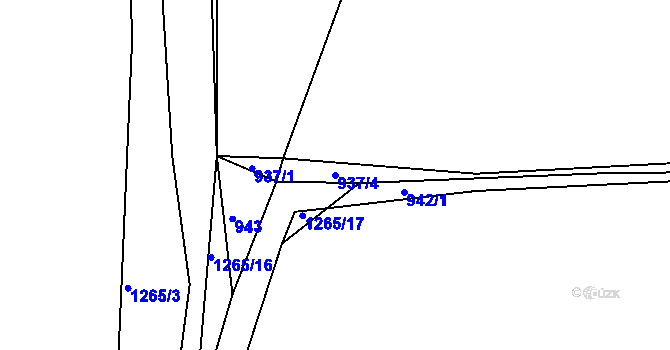 Parcela st. 937/4 v KÚ Střelské Hoštice, Katastrální mapa