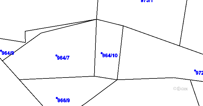 Parcela st. 964/10 v KÚ Střelské Hoštice, Katastrální mapa
