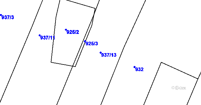 Parcela st. 937/13 v KÚ Střelské Hoštice, Katastrální mapa