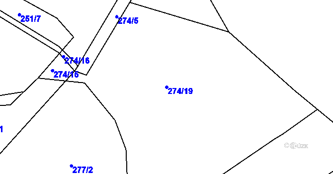 Parcela st. 274/19 v KÚ Střelské Hoštice, Katastrální mapa
