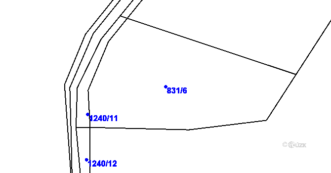 Parcela st. 831/6 v KÚ Střelské Hoštice, Katastrální mapa